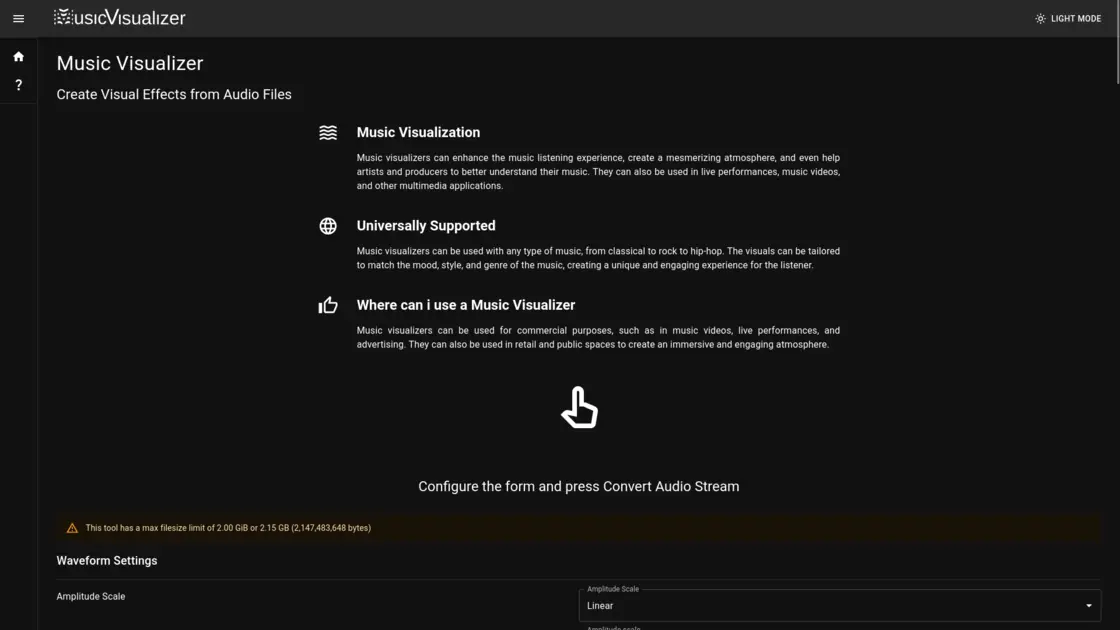 MusicVisualizer.app Home Page